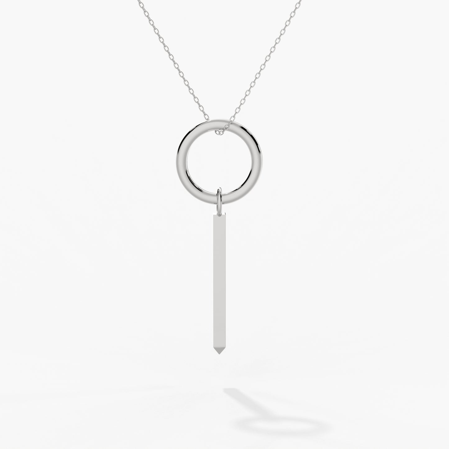 ROSE THORN x Long Covid acupressure healing necklace featuring a circular pendant and vertical bar.