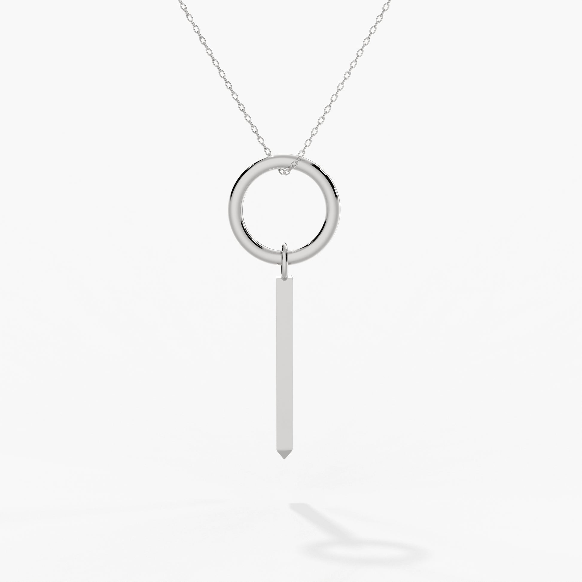 ROSE THORN x Long Covid acupressure healing necklace featuring a circular pendant and vertical bar.